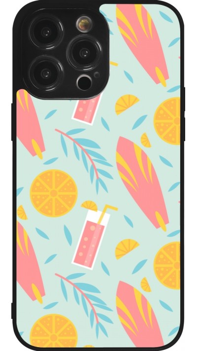 Coque iPhone 14 Pro Max - Silicone rigide noir Summer 2025 Pattern citron