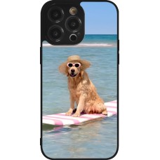 iPhone 14 Pro Max Case Hülle - Silikon schwarz Summer Dog on Paddle