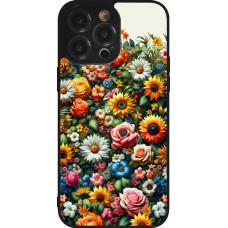 iPhone 14 Pro Max Case Hülle - Silikon schwarz Sommer Blumenmuster