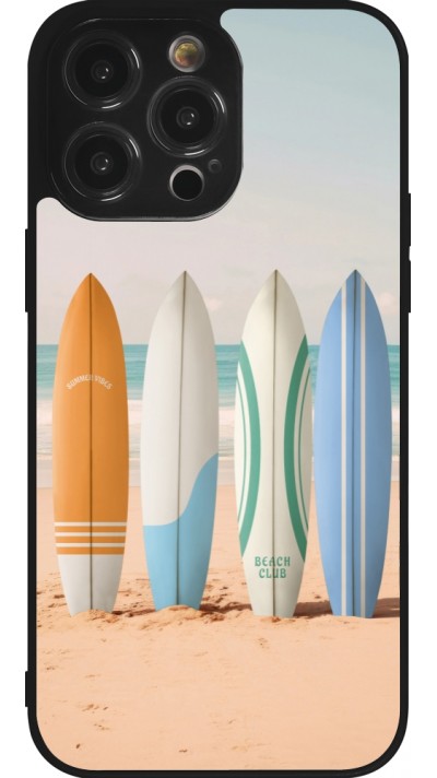 Coque iPhone 14 Pro Max - Silicone rigide noir Summer surfboard 2025