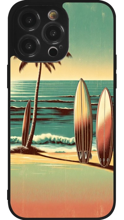 Coque iPhone 14 Pro Max - Silicone rigide noir Surf Paradise