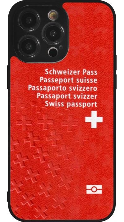 Coque iPhone 14 Pro Max - Silicone rigide noir Swiss Passport