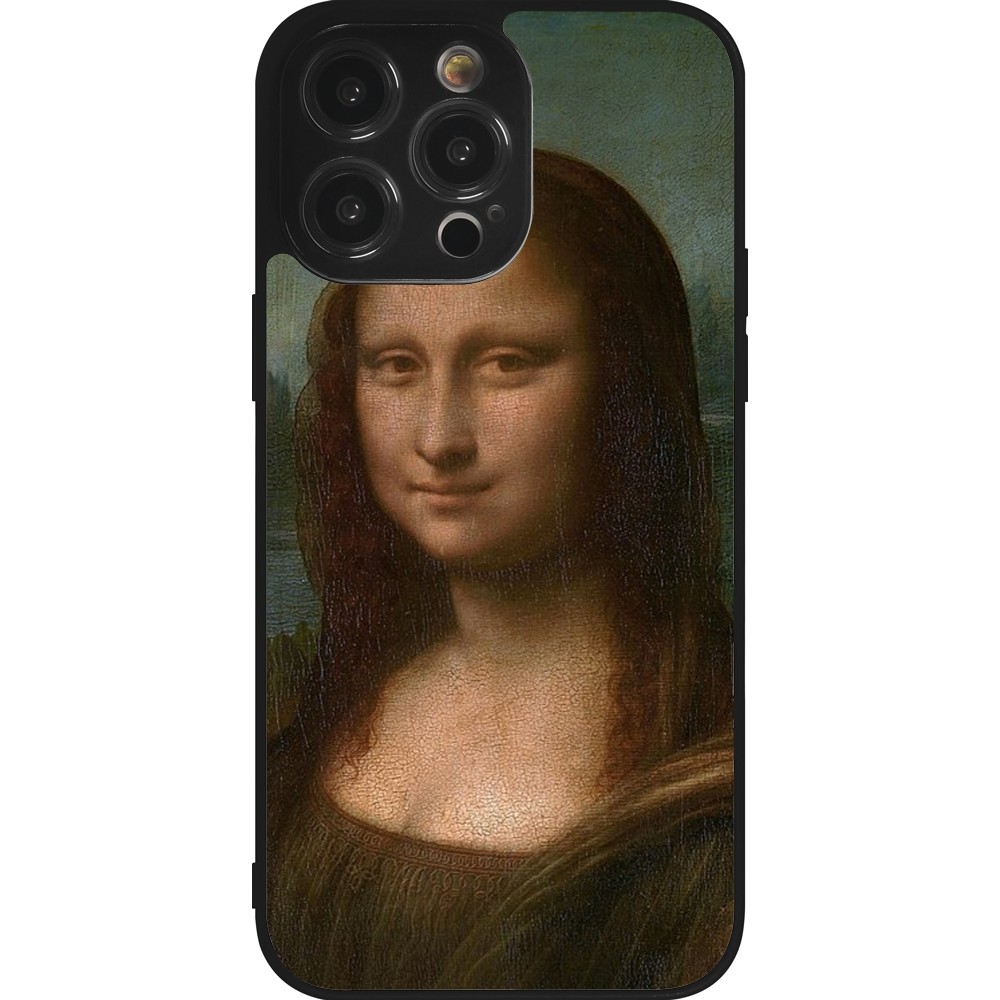 Coque iPhone 14 Pro Max - Silicone rigide noir Tableau art - La Joconde - Léonard de Vinci