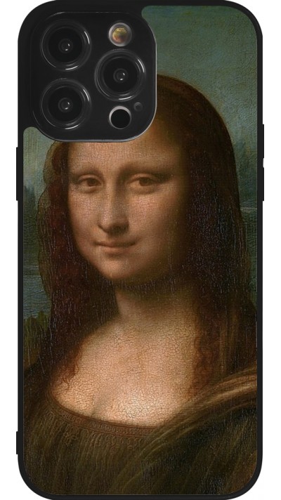 Coque iPhone 14 Pro Max - Silicone rigide noir Tableau art - La Joconde - Léonard de Vinci