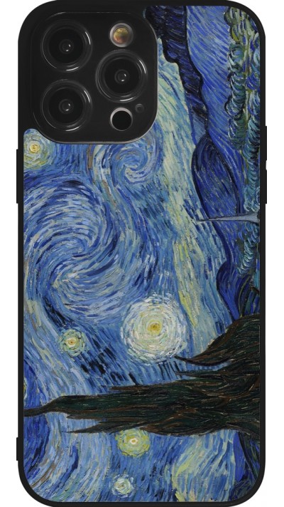 Coque iPhone 14 Pro Max - Silicone rigide noir Tableau art - La Nuit étoilée - Van Gogh