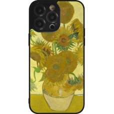 Coque iPhone 14 Pro Max - Silicone rigide noir Tableau art - Les Tournesols - Van Gogh