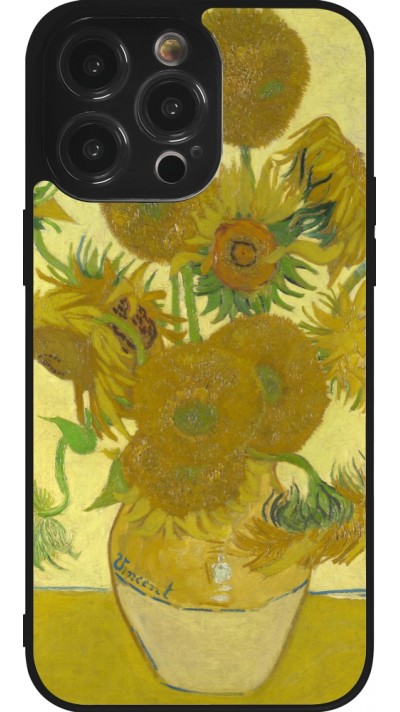 Coque iPhone 14 Pro Max - Silicone rigide noir Tableau art - Les Tournesols - Van Gogh