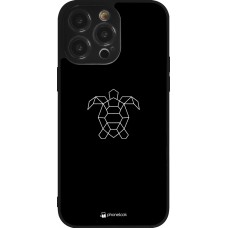 iPhone 14 Pro Max Case Hülle - Silikon schwarz Turtles lines on black