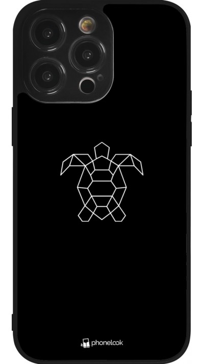 Coque iPhone 14 Pro Max - Silicone rigide noir Turtles lines on black