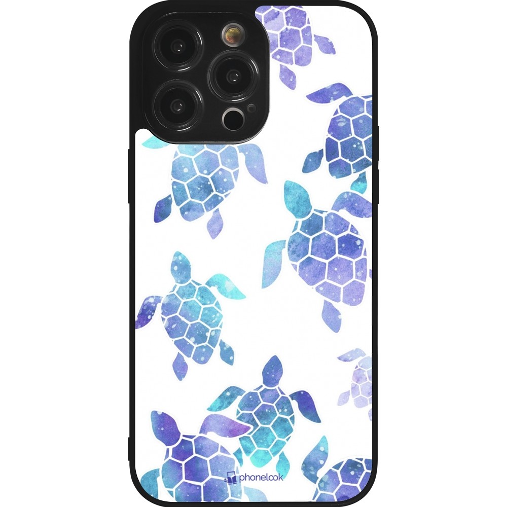 Coque iPhone 14 Pro Max - Silicone rigide noir Turtles pattern watercolor