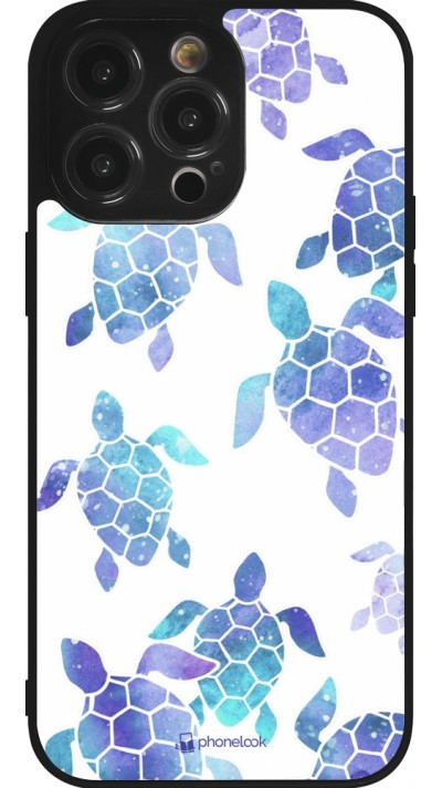 Coque iPhone 14 Pro Max - Silicone rigide noir Turtles pattern watercolor