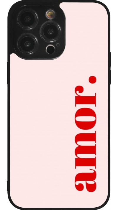 Coque iPhone 14 Pro Max - Silicone rigide noir Valentine 2024 amor