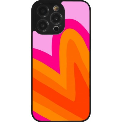 Coque iPhone 14 Pro Max - Silicone rigide noir Valentine 2024 heart gradient