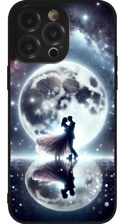 Coque iPhone 14 Pro Max - Silicone rigide noir Valentine 2024 Love under the moon
