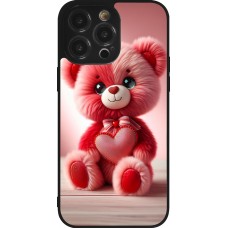 iPhone 14 Pro Max Case Hülle - Silikon schwarz Valentin 2024 Rosaroter Teddybär