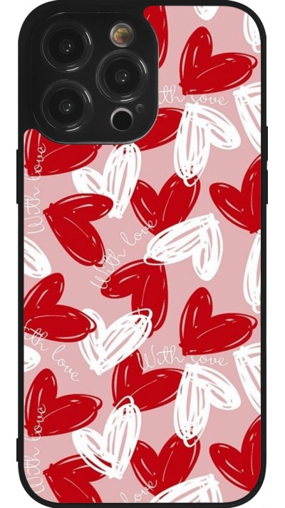 Coque iPhone 14 Pro Max - Silicone rigide noir Valentine 2024 with love heart
