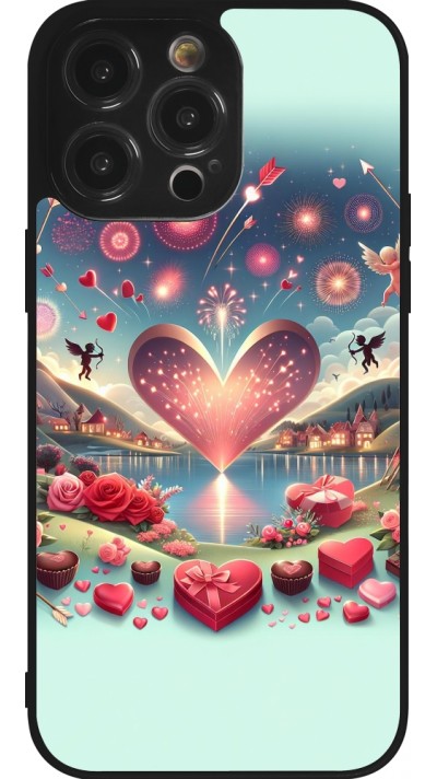 Coque iPhone 14 Pro Max - Silicone rigide noir Valentine 2025 Chic