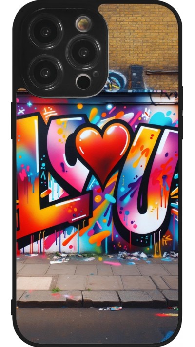 Coque iPhone 14 Pro Max - Silicone rigide noir Valentine 2025 Love U Tag