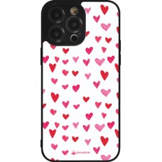 Coque iPhone 14 Pro Max - Silicone rigide noir Valentine 2022 Many pink hearts
