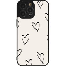Coque iPhone 14 Pro Max - Silicone rigide noir Valentine 2023 minimalist hearts