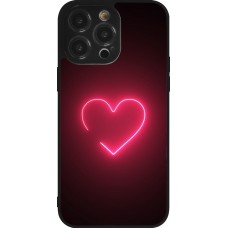 Coque iPhone 14 Pro Max - Silicone rigide noir Valentine 2023 single neon heart
