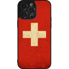 iPhone 14 Pro Max Case Hülle - Silikon schwarz Vintage Flag SWISS