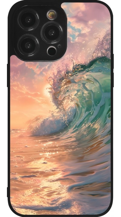 Coque iPhone 14 Pro Max - Silicone rigide noir Wave Sunset