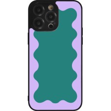 iPhone 14 Pro Max Case Hülle - Silikon schwarz Wavy Rectangle Green Purple