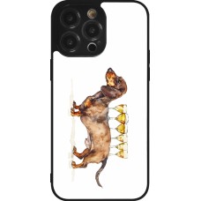 iPhone 14 Pro Max Case Hülle - Silikon schwarz Wine Teckel