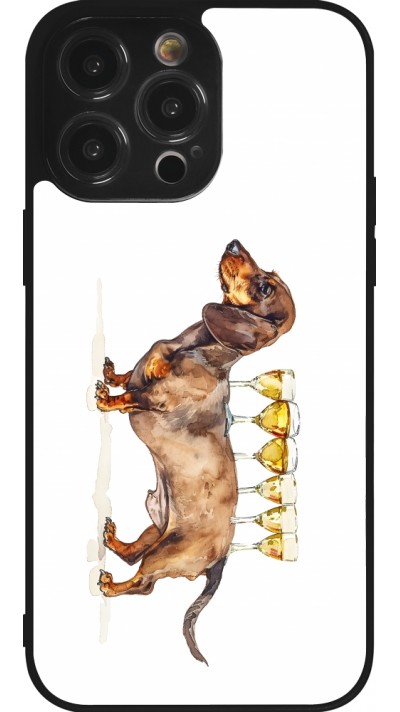 Coque iPhone 14 Pro Max - Silicone rigide noir Wine Teckel