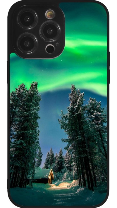 Coque iPhone 14 Pro Max - Silicone rigide noir Winter 22 Northern Lights