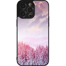 iPhone 14 Pro Max Case Hülle - Silikon schwarz Winter 22 Pink Forest