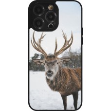 Coque iPhone 14 Pro Max - Silicone rigide noir Winter 25 Winter reindeer