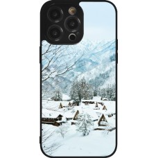 Coque iPhone 14 Pro Max - Silicone rigide noir Winter 25 Winter snowy landscape