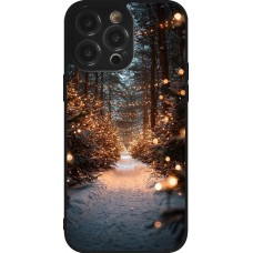 Coque iPhone 14 Pro Max - Silicone rigide noir Winter 25 Winter snowy road