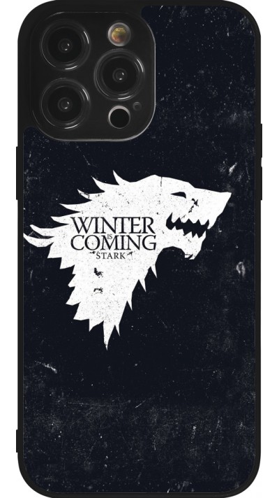 Coque iPhone 14 Pro Max - Silicone rigide noir Winter is coming Stark