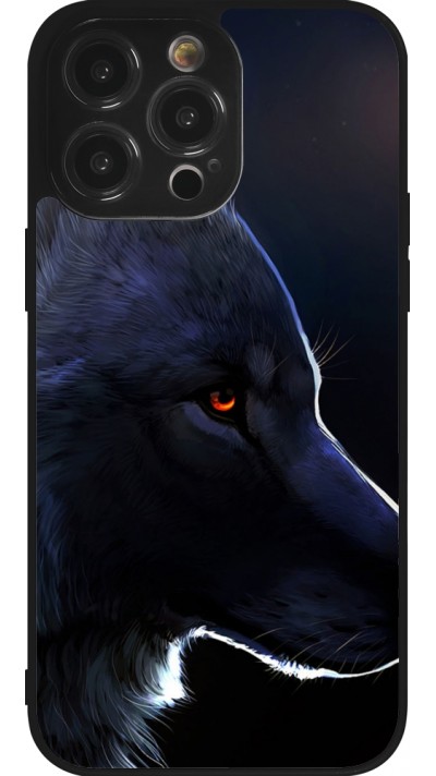 Coque iPhone 14 Pro Max - Silicone rigide noir Wolf Shape