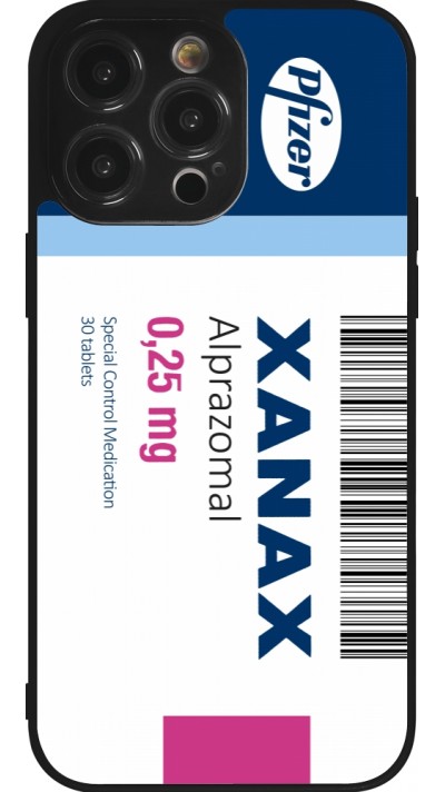 Coque iPhone 14 Pro Max - Silicone rigide noir Xanax Alprazolam 2025