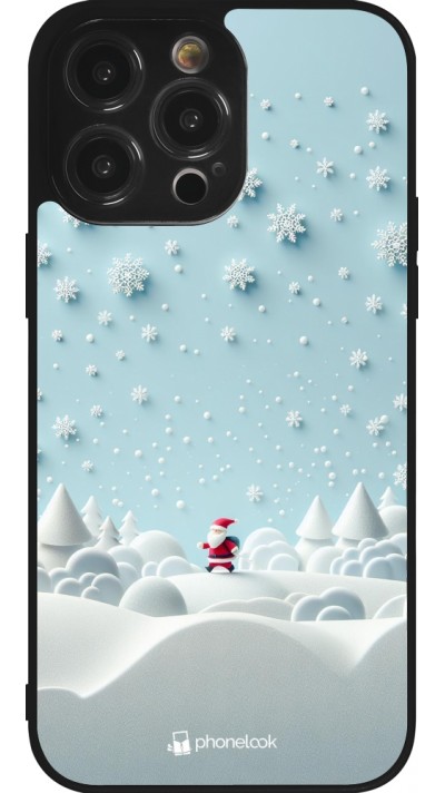 Coque iPhone 14 Pro Max - Silicone rigide noir Noël 2023 Petit Père Flocon