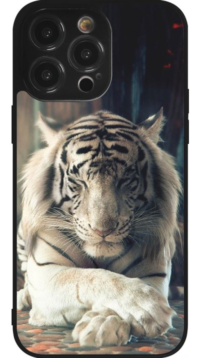 Coque iPhone 14 Pro Max - Silicone rigide noir Zen Tiger