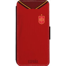 Coque iPhone 14 Pro Max - Wallet noir Maillot de football Espagne 2022 personnalisable