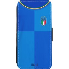 Coque iPhone 14 Pro Max - Wallet noir Maillot de football Italie 2022 personnalisable