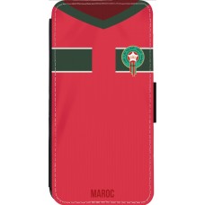 Coque iPhone 14 Pro Max - Wallet noir Maillot de football Maroc 2022 personnalisable