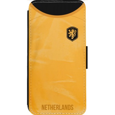 Coque iPhone 14 Pro Max - Wallet noir Maillot de football Pays-Bas 2022 personnalisable