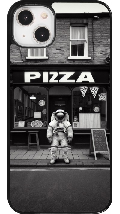 Coque iPhone 14 Plus - Astronaute devant une Pizzeria
