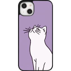 Coque iPhone 14 Plus - Chat sur fond violet
