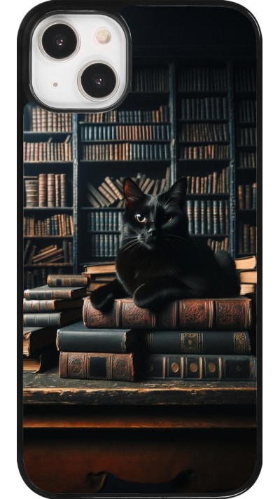 iPhone 14 Plus Case Hülle - Katze Bücher dunkel