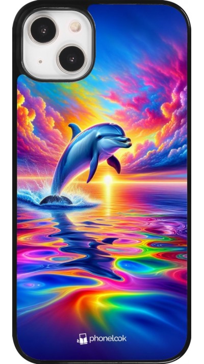 iPhone 14 Plus Case Hülle - Glücklicher Regenbogen-Delfin