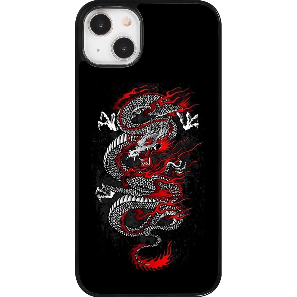 Coque iPhone 14 Plus - Japanese style Dragon Tattoo Red Black