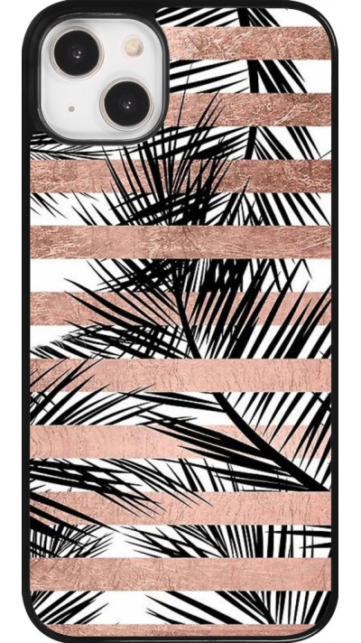 Coque iPhone 14 Plus - Palm trees gold stripes